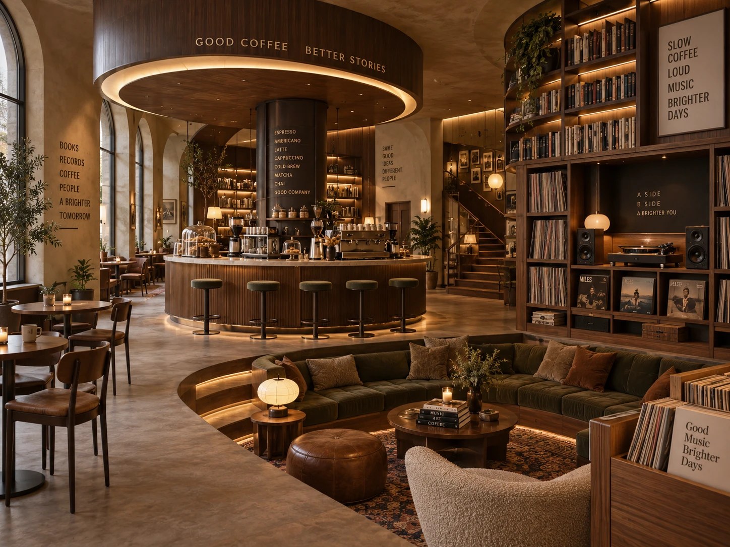 AI generated coffee and record shop