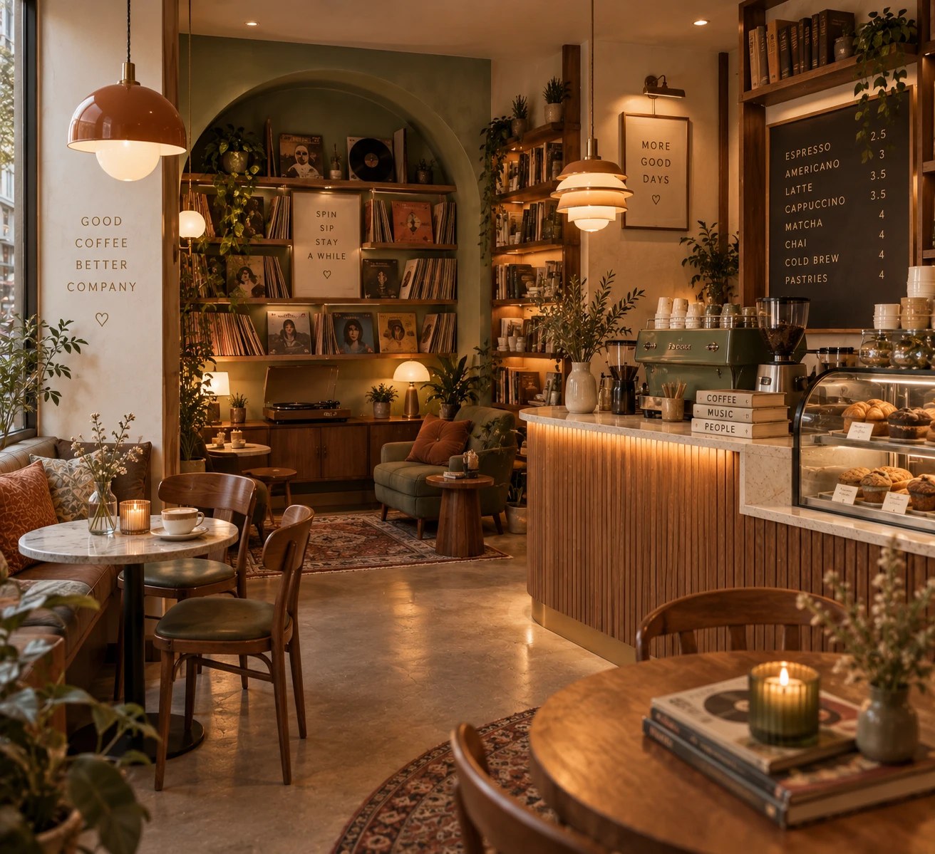 AI generated coffee and record shop