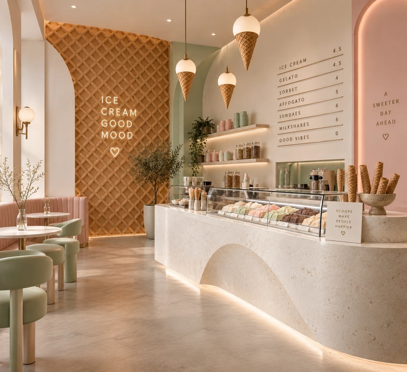 AI generated ice cream shop, final take