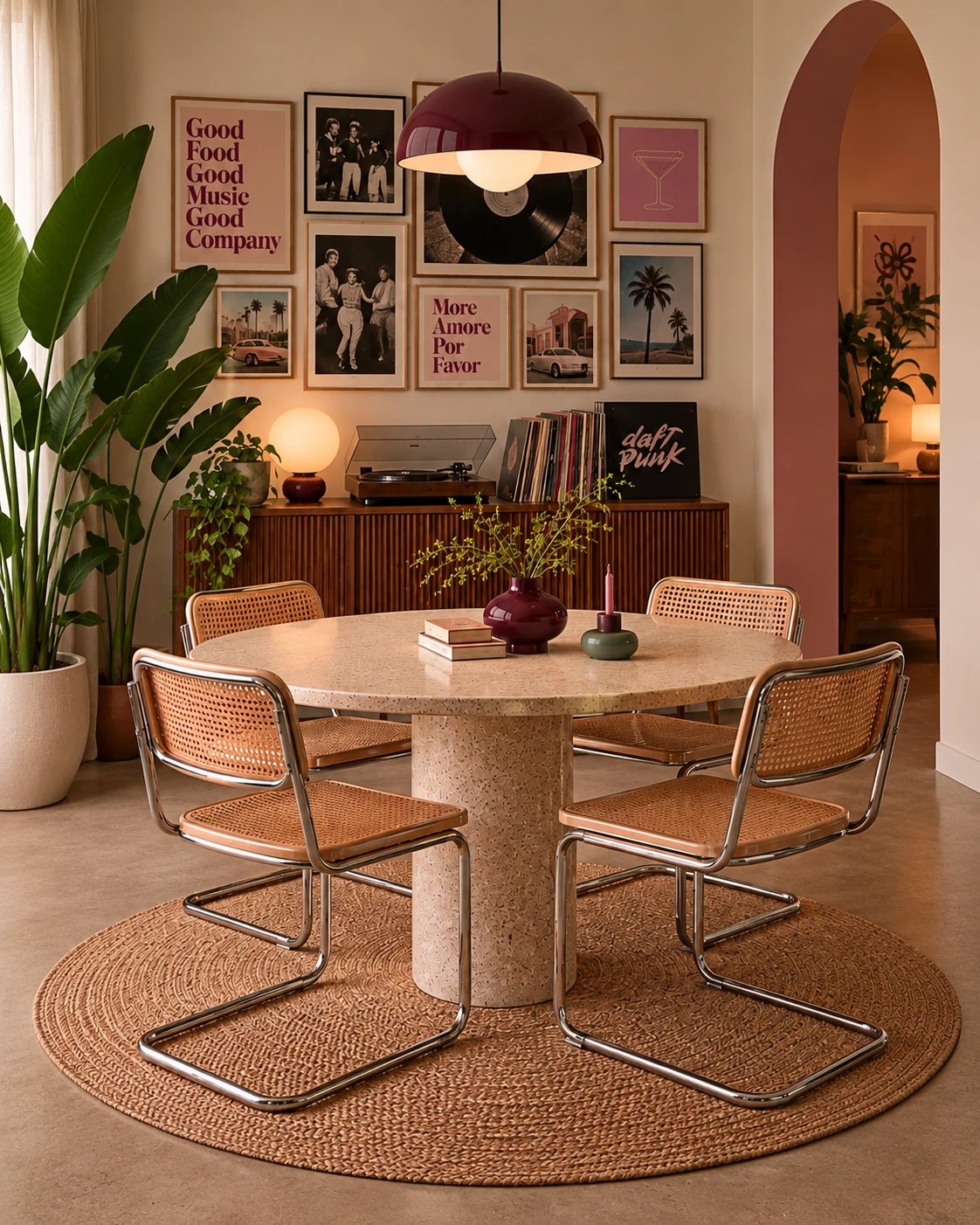 AI generated pink dining room
